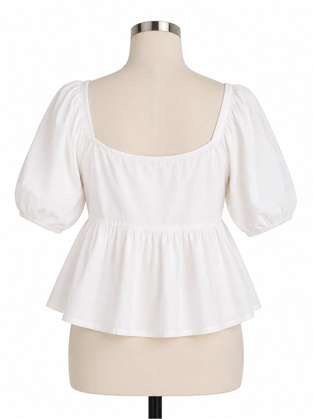 Free People Veronica Sweetheart Peplum Blouse White Top SZ M - Picture 4 of 9